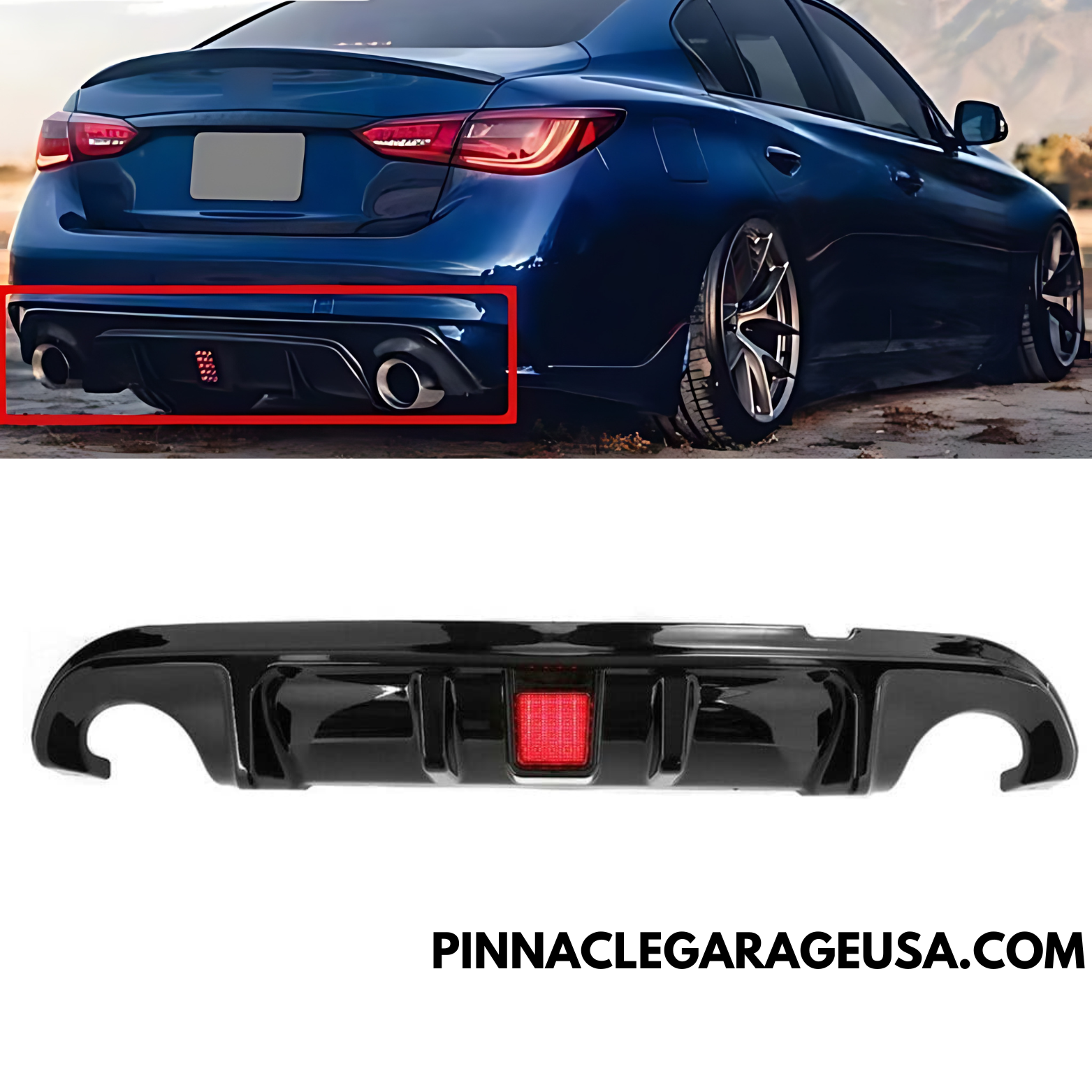 2014-2017 Infiniti Q50 Rear Bumper Lip Diffuser Splitter W/ 3rd Brake ...