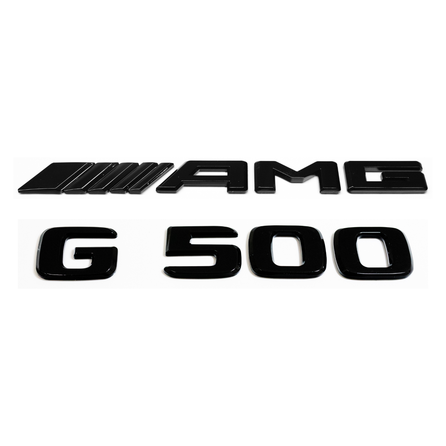 "G500" + "AMG" Gloss Black Raised Letter Emblem For Rear Trunk Lid Fits Mercedes G Class