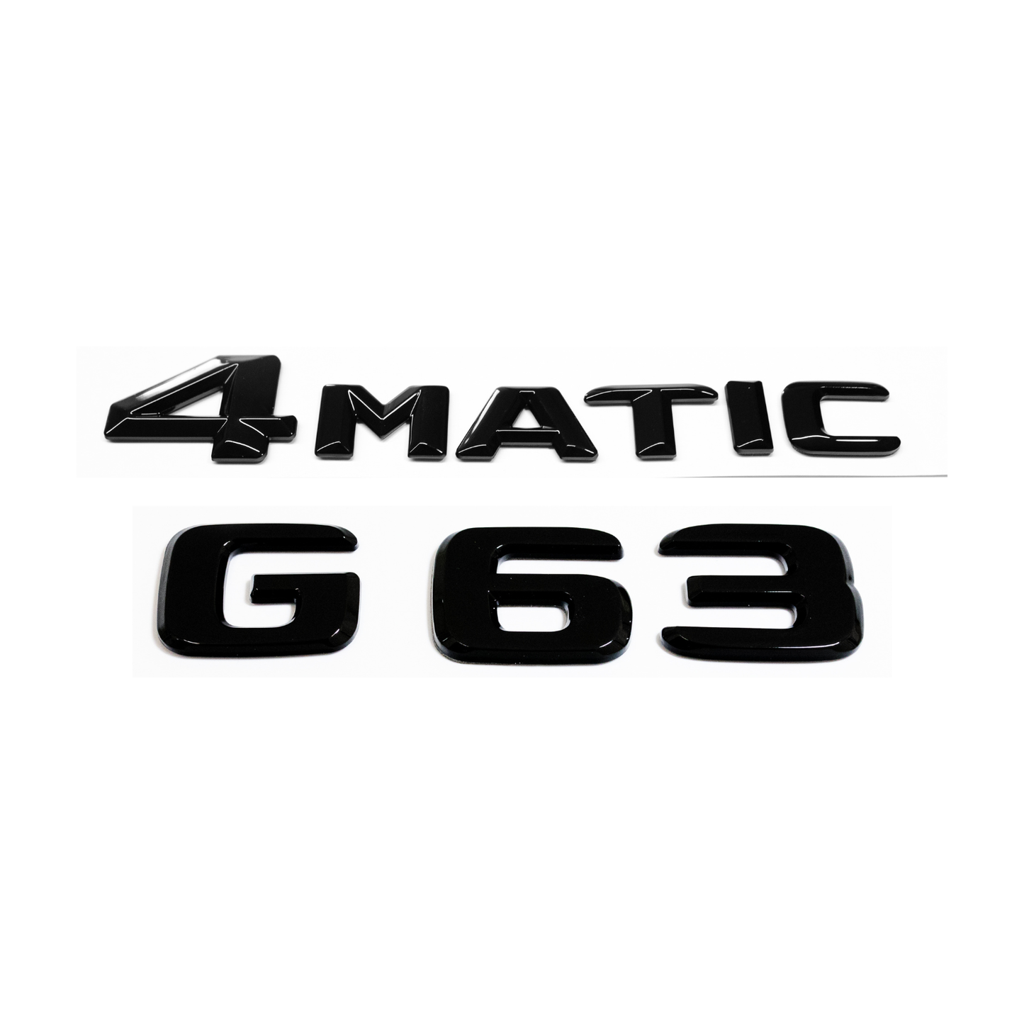 "G63" + "4MATIC" Gloss Black Raised Letter Emblem For Rear Trunk Lid Fits Mercedes G Class
