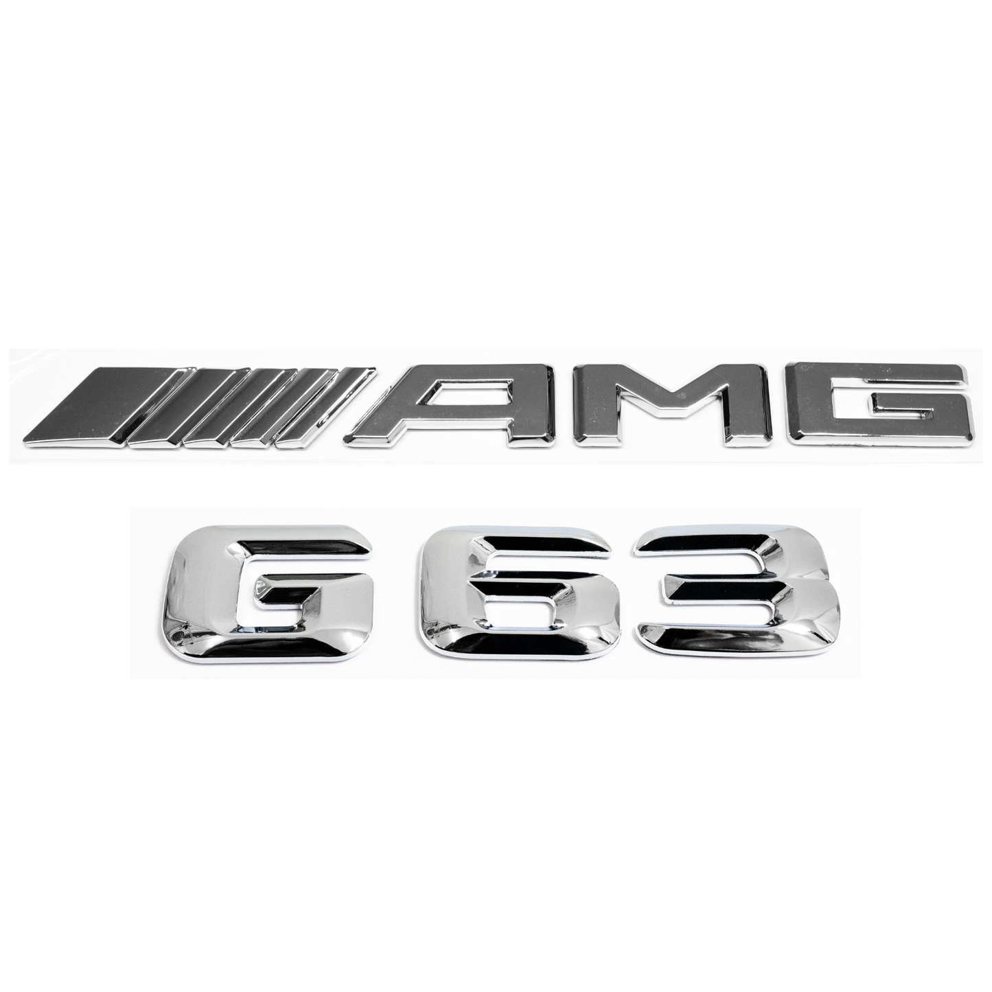 "G63" + "AMG" Chrome Raised Letter Emblem For Rear Trunk Lid Fits Mercedes G Class