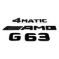 "G63" + "4MATIC" + "AMG" Gloss Black Raised Letter Emblem For Rear Trunk Lid Fits Mercedes G Class