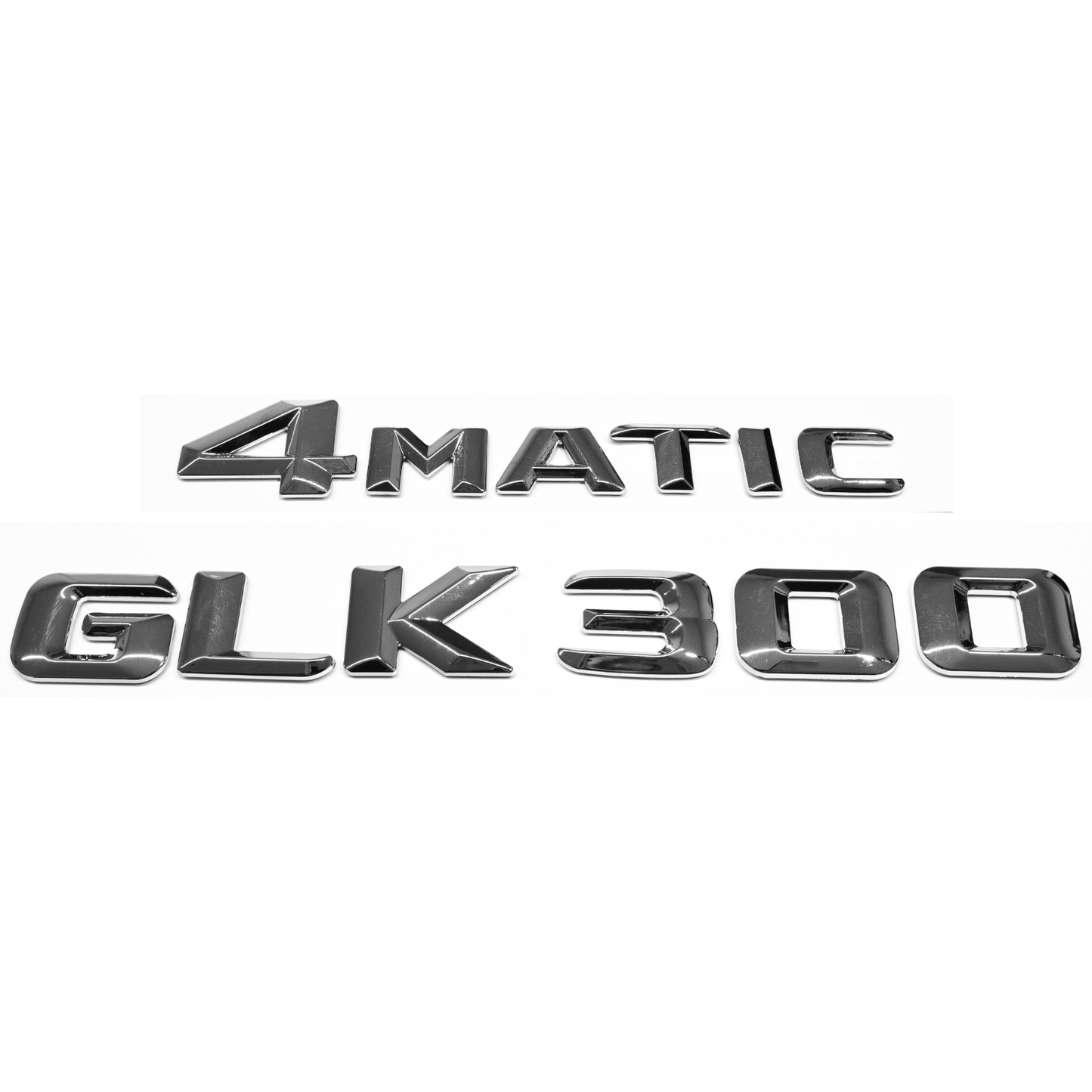 "GLK300" + "4MATIC" Chrome Raised Letter Emblem For Rear Trunk Lid Fits Mercedes GLK