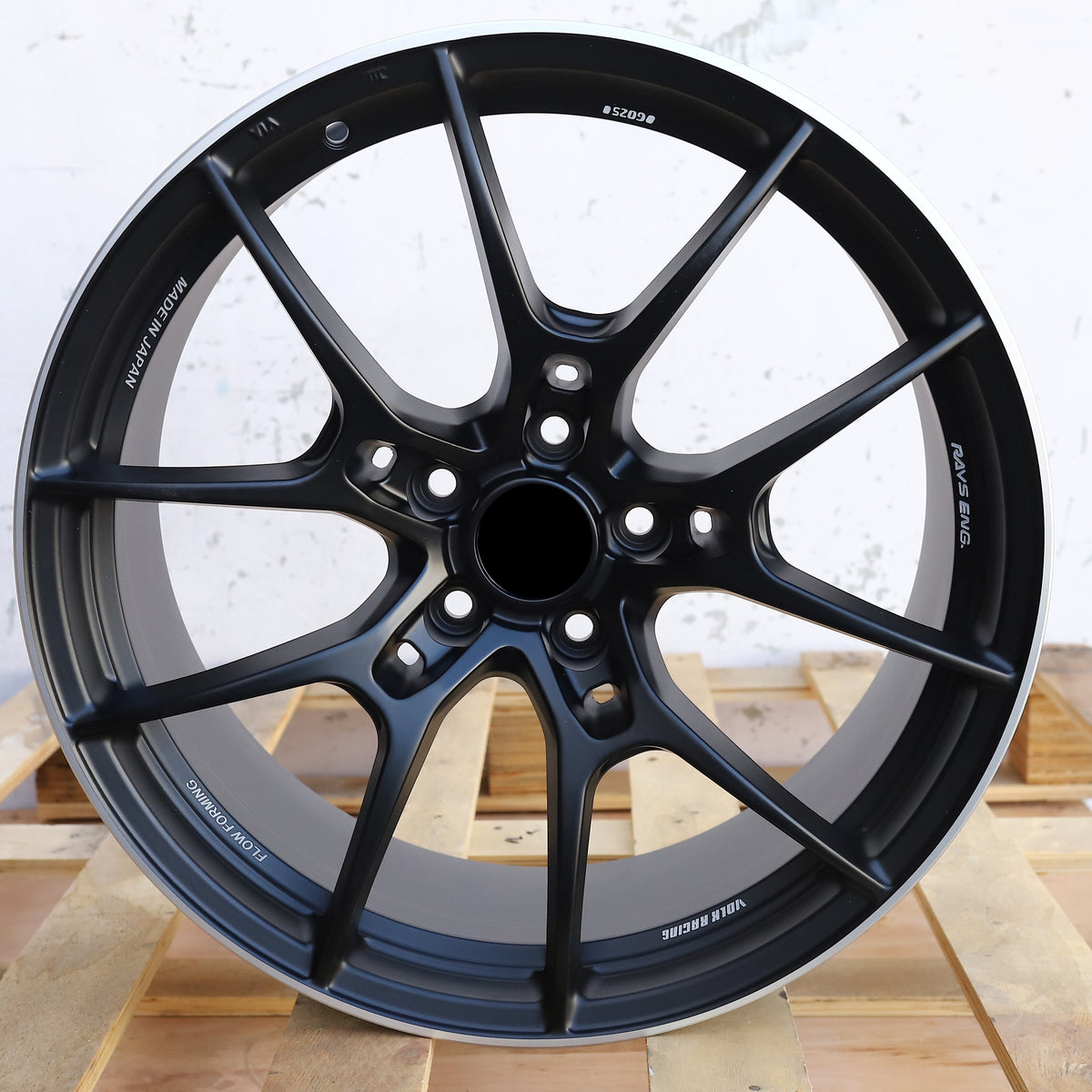 RA-2 | Volk Rays G025 Style Wheels | Matte Black Machined Lip + Milling Letters