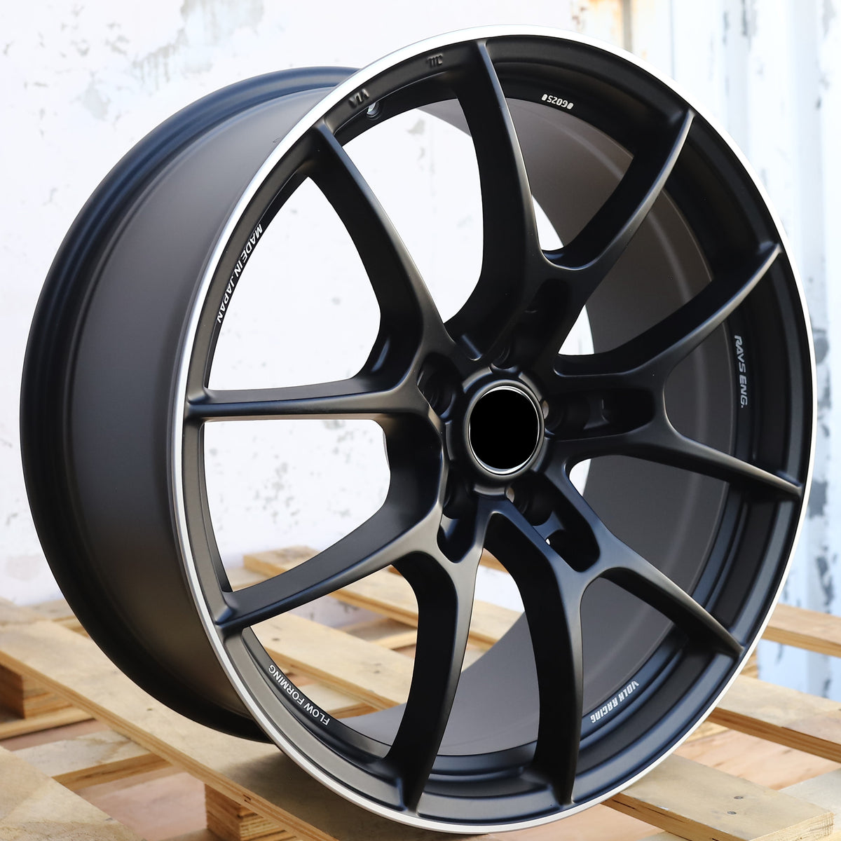 RA-2 | Volk Rays G025 Style Wheels | Matte Black Machined Lip + Milling Letters