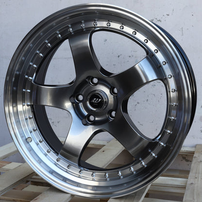 WKS-2 | Work Meister Style Wheels | Black Machined Side + Silver Rivet