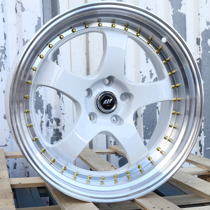 WKS-2 | Work Meister Style Wheels | White Machined Lip + Gold Rivet