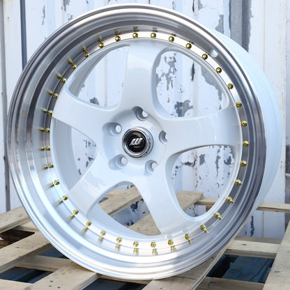 WKS-2 | Work Meister Style Wheels | White Machined Lip + Gold Rivet