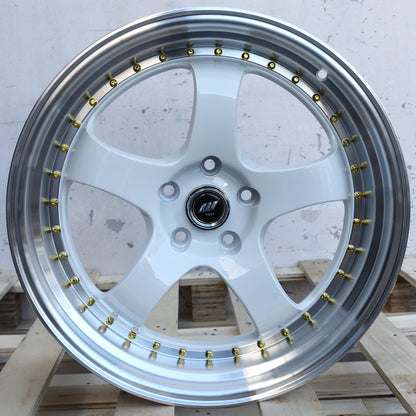 WKS-2 | Work Meister Style Wheels | White Machined Side + Gold Rivet