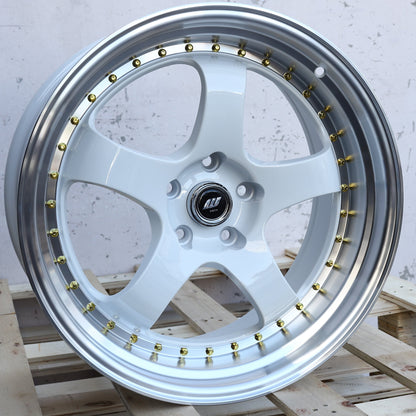 WKS-2 | Work Meister Style Wheels | White Machined Side + Gold Rivet