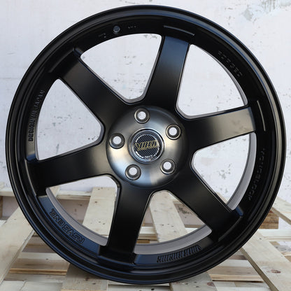 RA-1 | TE37 Style Wheels Matte Black Machined Centre