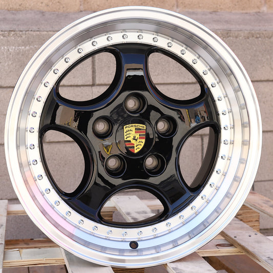 PS01 | Speedline Style Wheels | Black Machined Lip