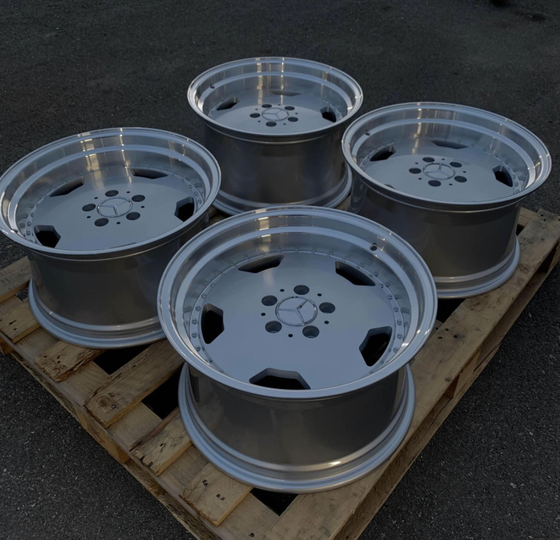 New Set 18 Inch AMG Classic Style Monoblock Deep Dish Wheels 18x8/9 +25/+30 5x112 Silver Rims
