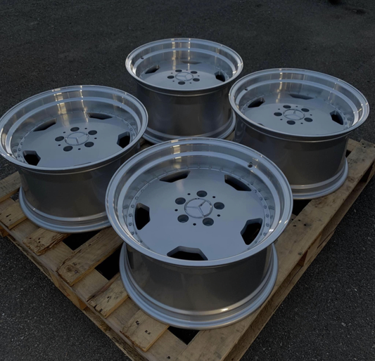 New Set 18 Inch AMG Classic Style Monoblock Deep Dish Wheels 18x8/9 +25/+30 5x112 Silver Rims
