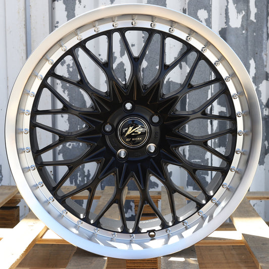 WKS-1 | Work VS-XV Style Wheels | Matte Black Machined Lip