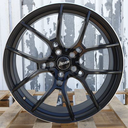 RA-2 | Volk Rays G025 Style Wheels | Matte Black Machined Lip