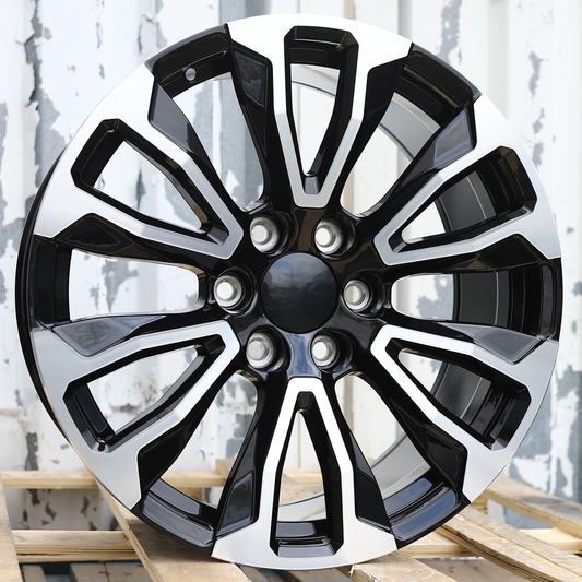 22x9" Black Machine Wheels (6x139.7) Fits Chevy Tahoe Suburban GMC Yukon Cadillac Escalade