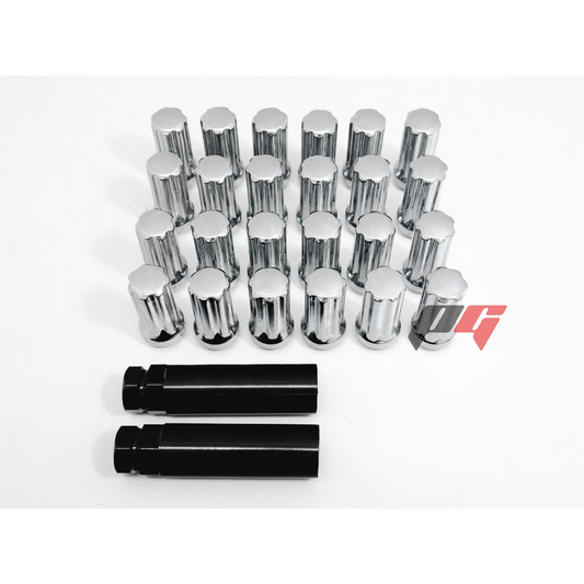 26pcs Chrome M14x1.5 Wheel Lug Nuts & 2 Keys for Silverado, Sierra, Yukon XL 1500