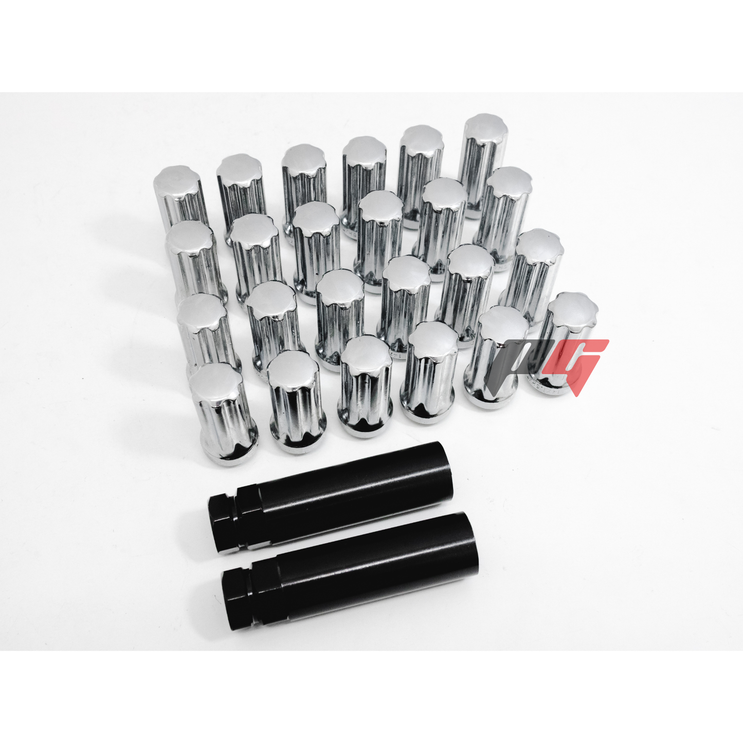 26pcs Chrome M14x1.5 Wheel Lug Nuts & 2 Keys for Silverado, Sierra, Yukon XL 1500