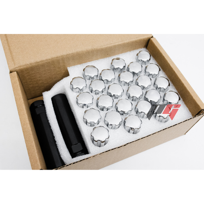 26pcs Chrome M14x1.5 Wheel Lug Nuts & 2 Keys for Silverado, Sierra, Yukon XL 1500