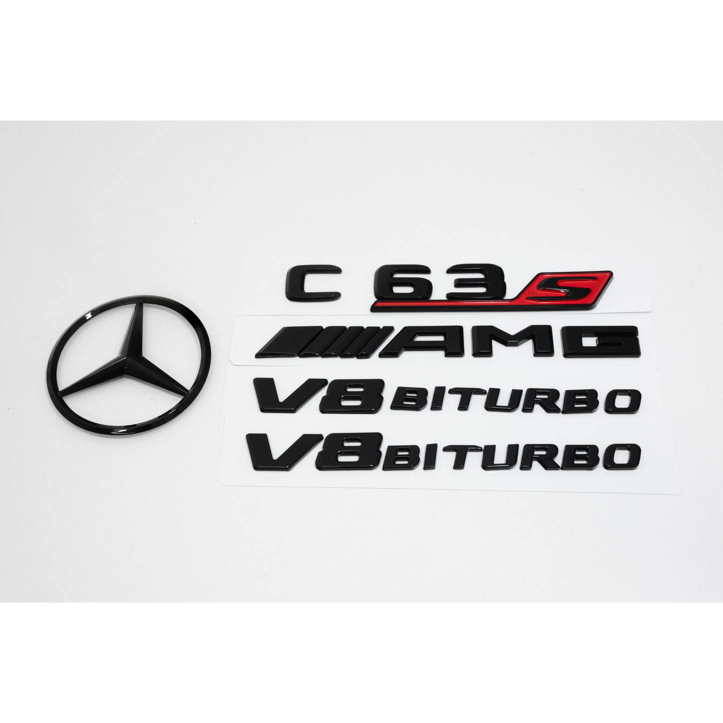 Mercedes-Benz W205 C63S AMG Gloss Black Emblem Pack