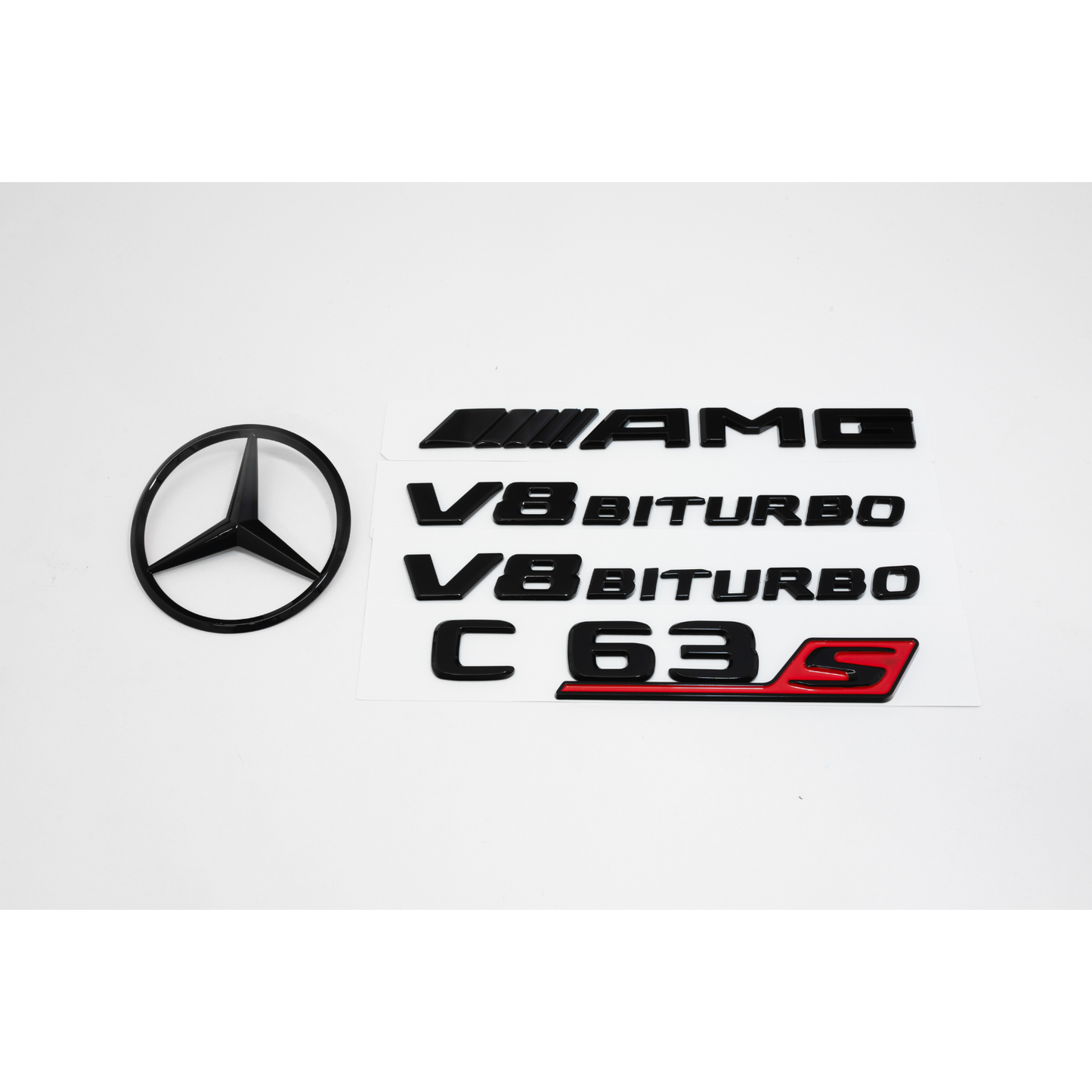 Mercedes-Benz C205 C63S AMG Gloss Black Emblem Pack