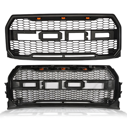 2015-2017 Ford F-150 Front Bumper Raptor Style Grille Black Bumper Mesh W/LED