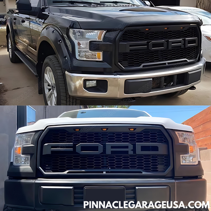 2015-2017 Ford F-150 Front Bumper Raptor Style Grille Black Bumper Mesh W/LED