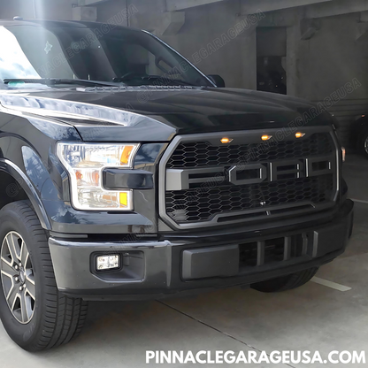 2015-2017 Ford F-150 Front Bumper Raptor Style Grille Black Bumper Mesh W/LED