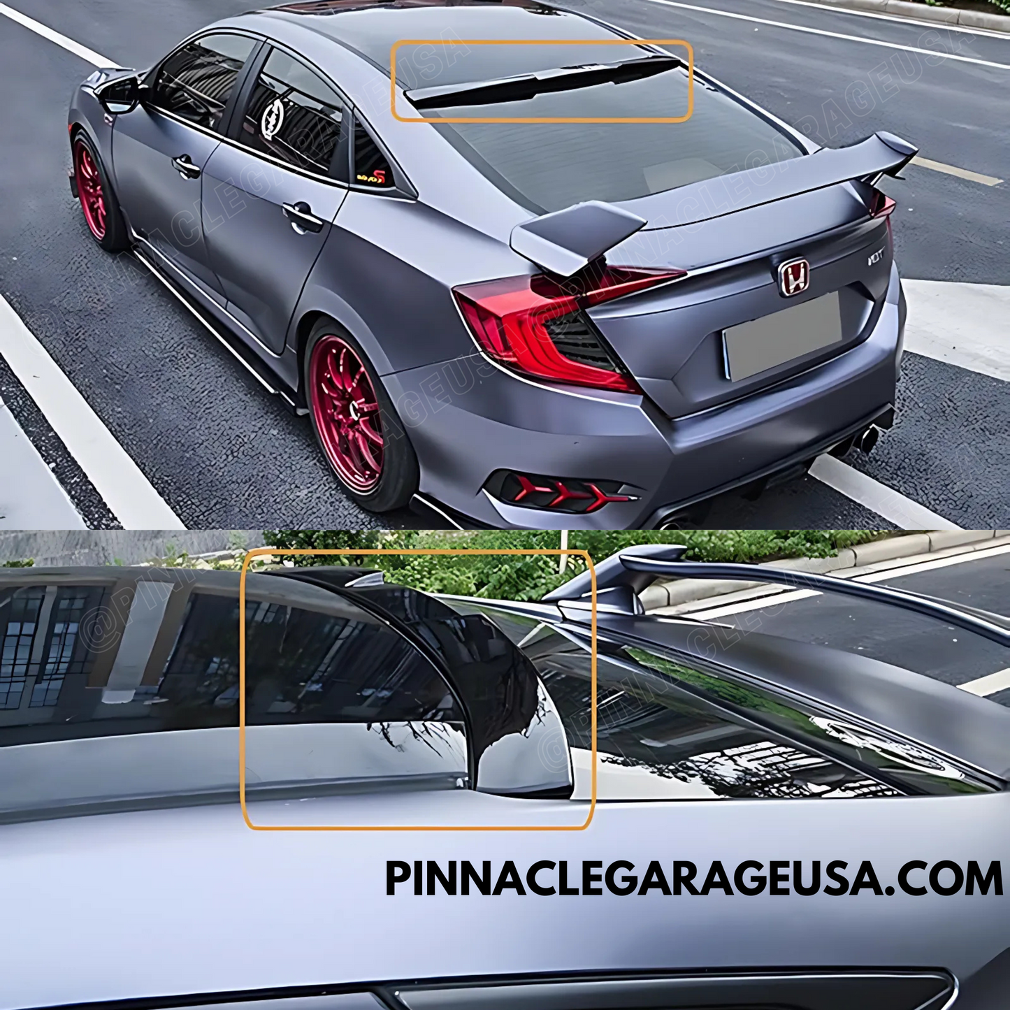 2016-2020 Honda Civic 10th Gen Rear Window RS Style Roof Spoiler Wing