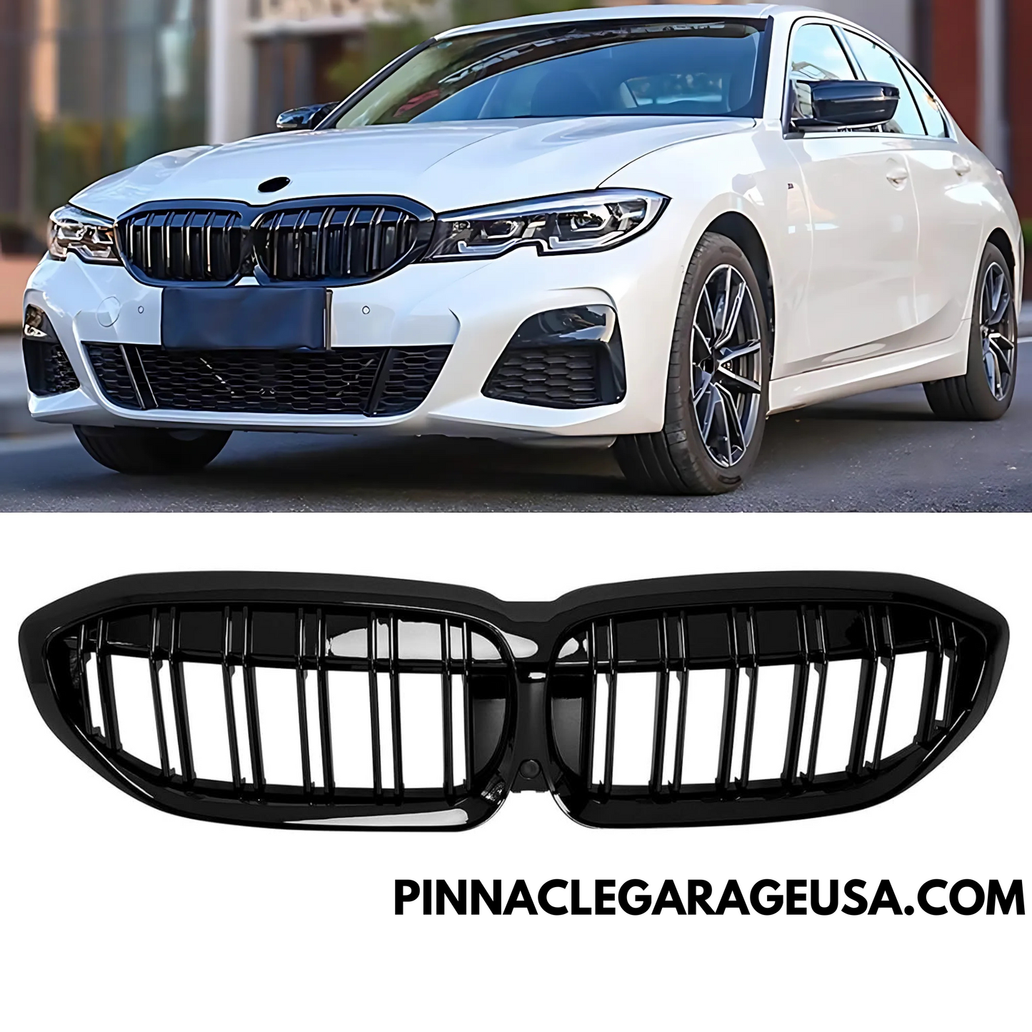 2018-2022 BMW G20 G21 3 Series Gloss Black Double Slat Front Kidney Grille Grill