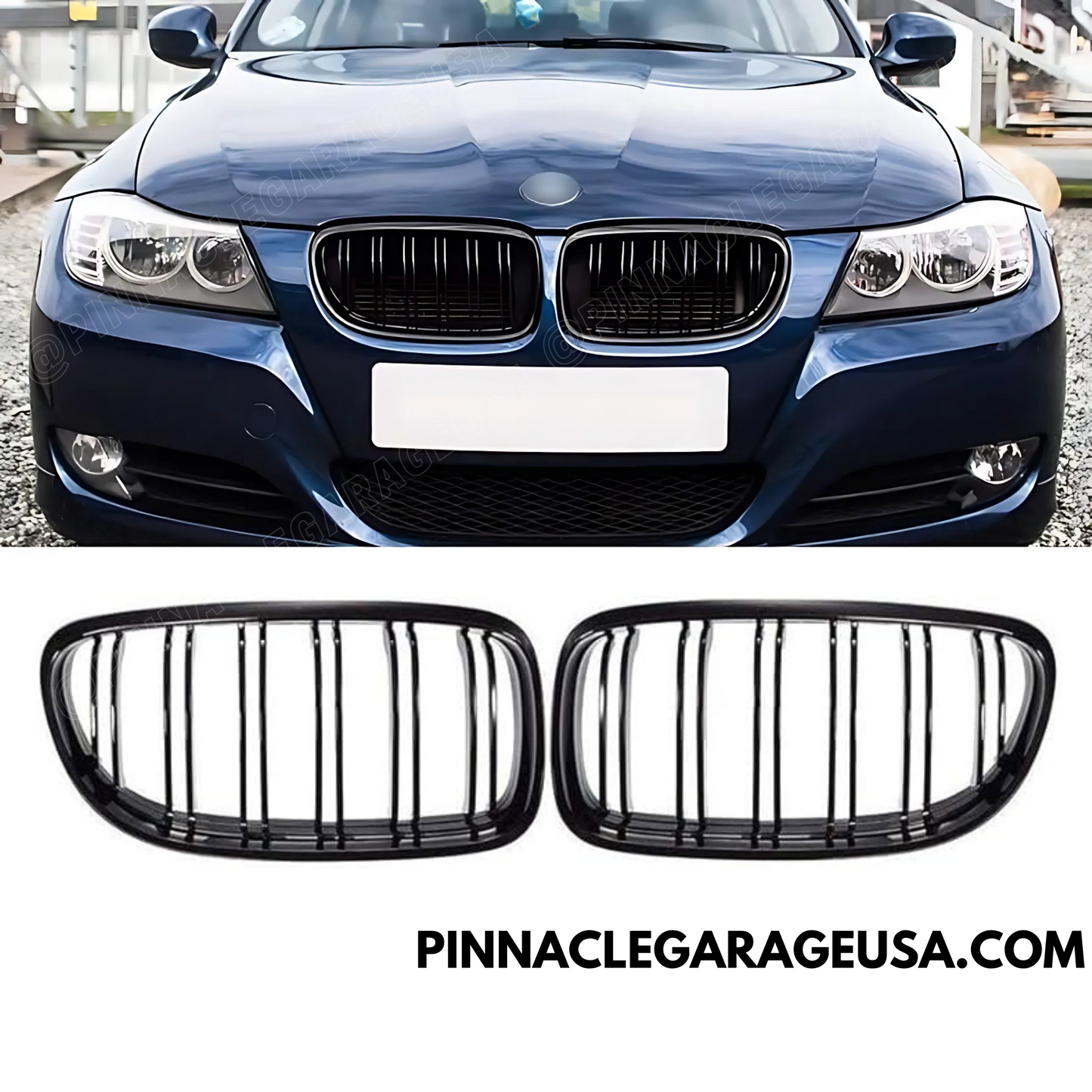 2009-2012 BMW E90 3 Series Gloss Black Front Kidney Grille Grill