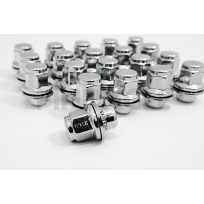 24pcs Chrome M12x1.5 Wheel Lug Nuts Mag Seat Washer for Lexus, Scion, Toyota