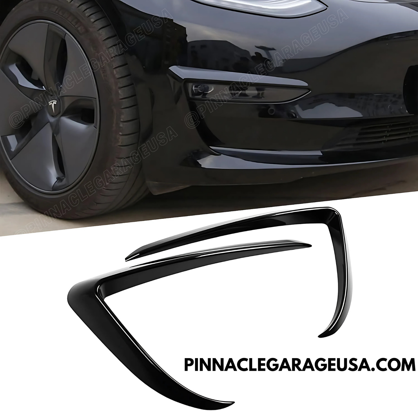 2017-2023 TESLA Model 3 Gloss Black Front Fog Light Trim