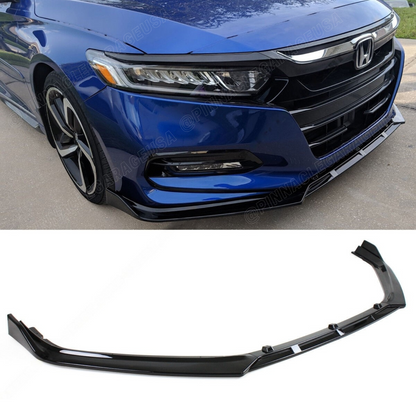 2018-2020 Honda Accord JDM 3PC Style Gloss Black Front Bumper Lip Splitter