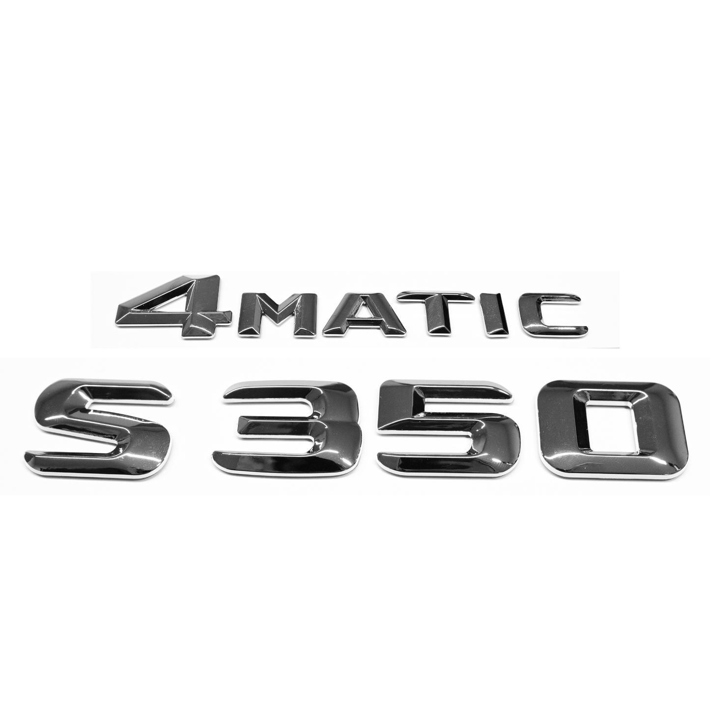 "S350" + "4MATIC" Chrome Raised Letter Emblem For Rear Trunk Lid Fits Mercedes S Class