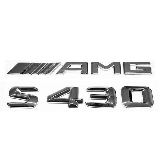 "S430" + "AMG" Chrome Raised Letter Emblem For Rear Trunk Lid Fits Mercedes S Class
