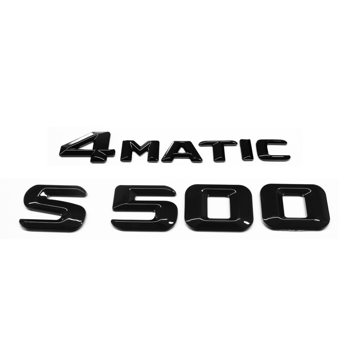 "S500" + "4MATIC" Gloss Black Raised Letter Emblem For Rear Trunk Lid Fits Mercedes S Class