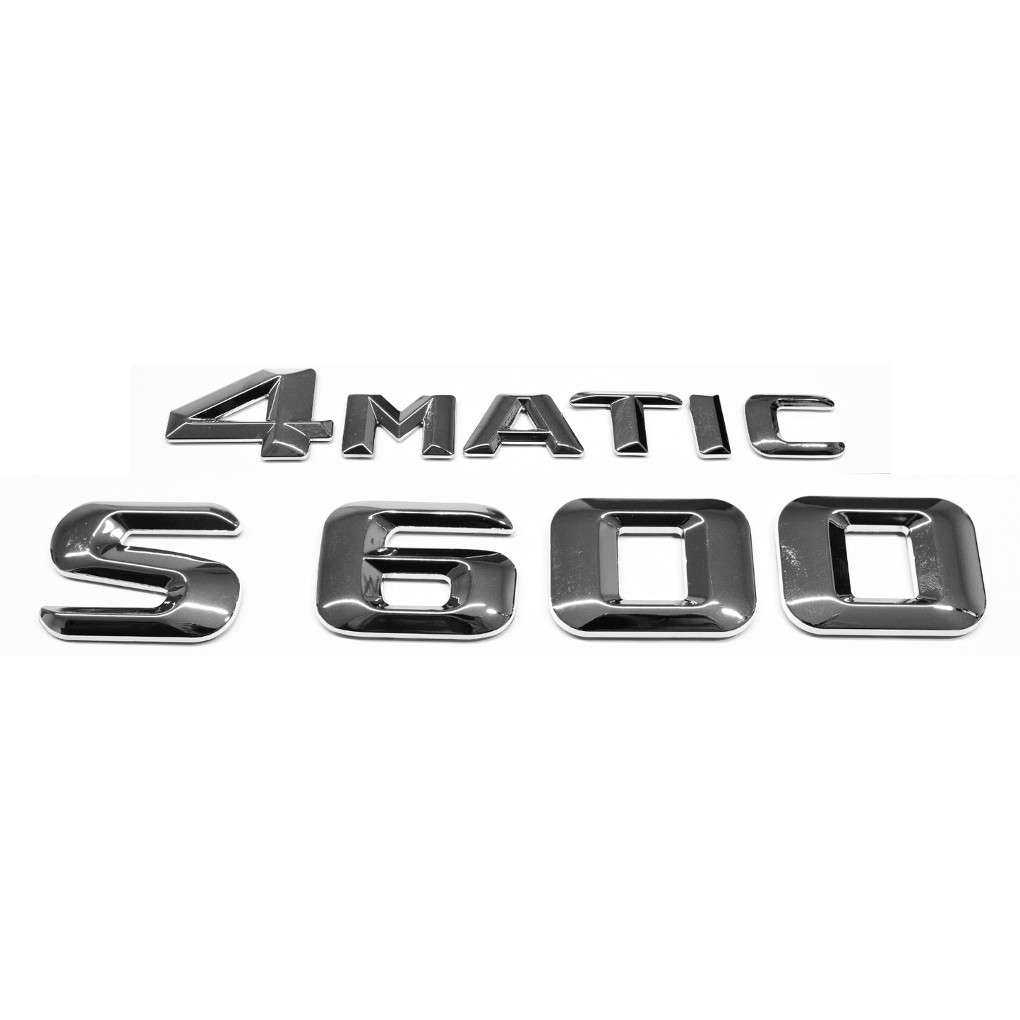 "S600" + "4MATIC" Chrome Raised Letter Emblem For Rear Trunk Lid Fits Mercedes S Class