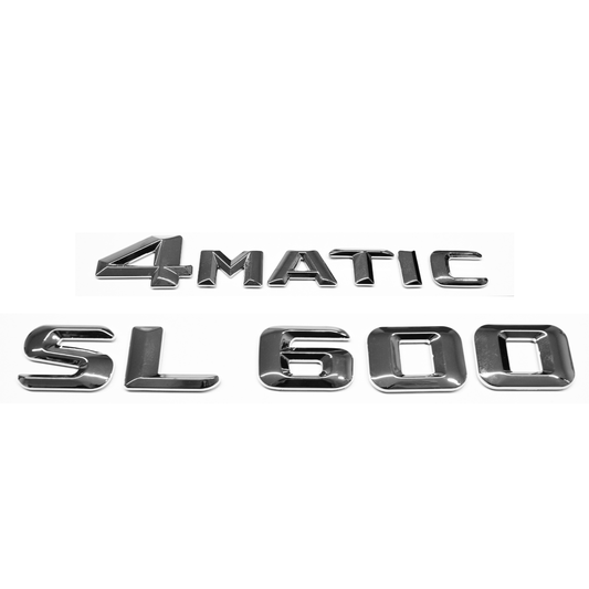"SL600" + "4MATIC" Chrome Raised Letter Emblem For Rear Trunk Lid Fits Mercedes SL
