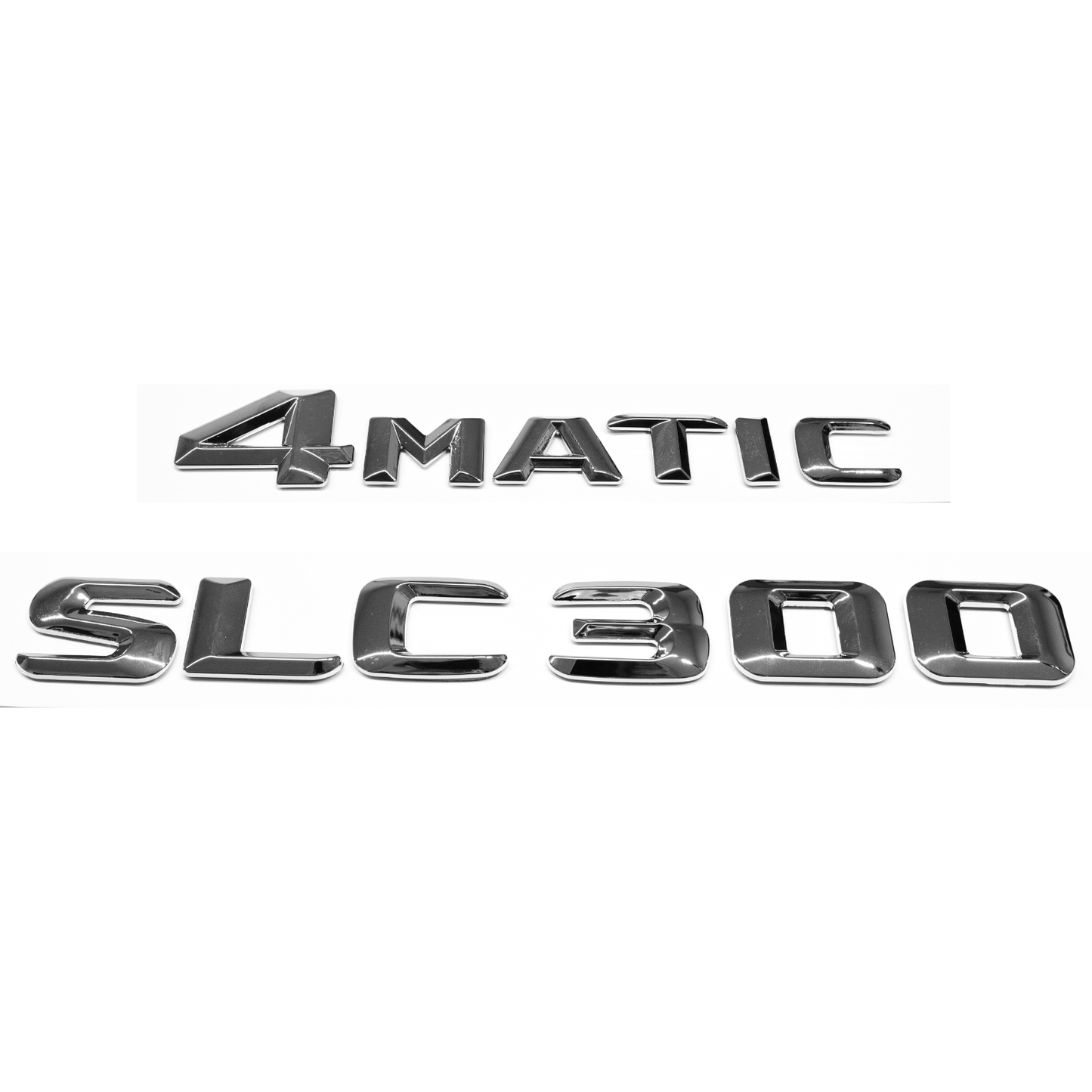 "SLC300" + "4MATIC" Chrome Raised Letter Emblem For Rear Trunk Lid Fits Mercedes SLC