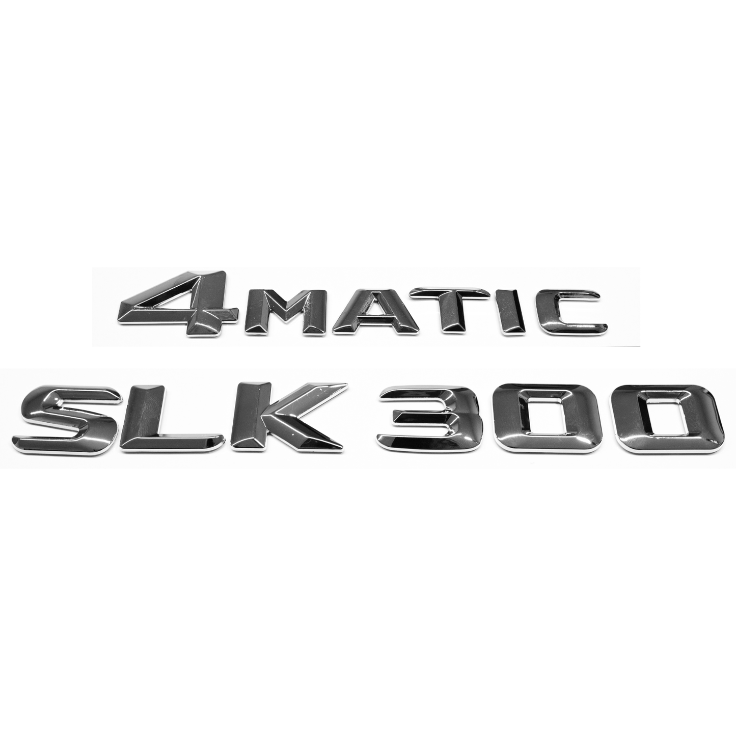 "SLK300" + "4MATIC" Chrome Raised Letter Emblem For Rear Trunk Lid Fits Mercedes SLK