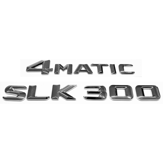"SLK300" + "4MATIC" Chrome Raised Letter Emblem For Rear Trunk Lid Fits Mercedes SLK