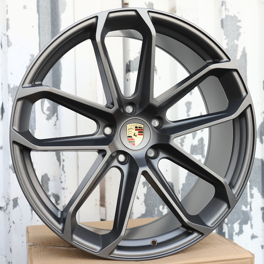 22" Satin Gunmetal GTS Style Wheels (5x130) Fits Porsche Cayenne Panamera Taycan