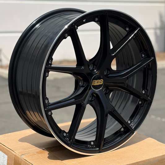 BTS-10 | BBS RS-GT Style Wheels | Black Machined Lip w/ Chrome Rivets