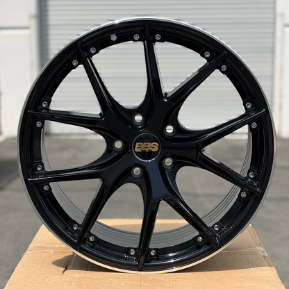 BTS-10 | BBS RS-GT Style Wheels | Black Machined Lip w/ Chrome Rivets