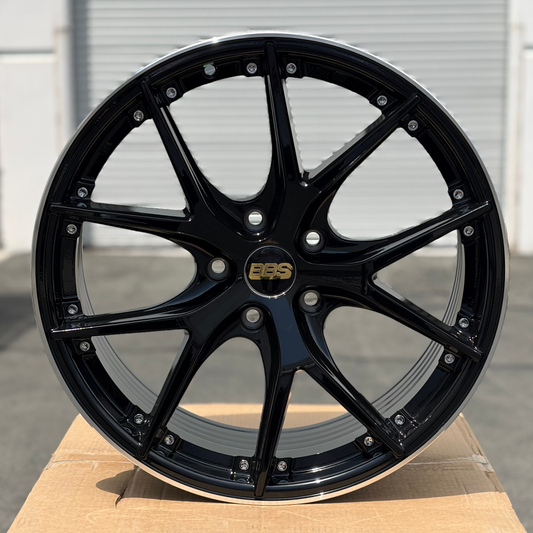 BTS-10 | BBS RS-GT Style Wheels | Black Machined Lip w/ Chrome Rivets