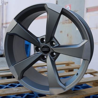 AU02 | Audi Style Wheels | Matte Grey Machined Face