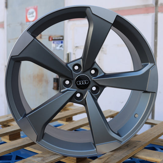 AU02 | Audi Style Wheels | Matte Grey Machined Face