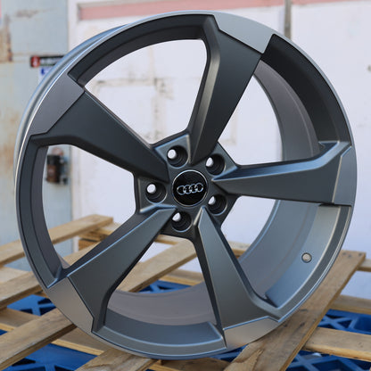 AU02 | Audi Style Wheels | Matte Grey Machined Face