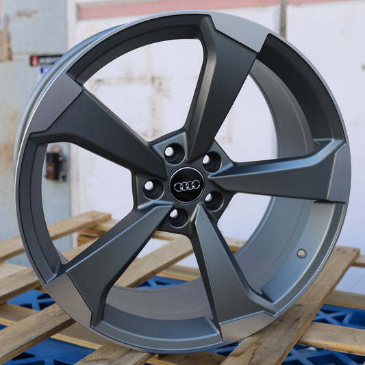 AU02 | Audi Style Wheels | Matte Grey Machined Face